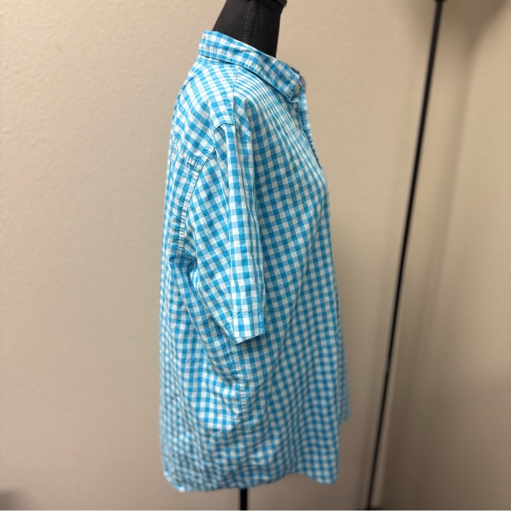 Chaps Blue Checkered Men's Short Sleeve Shirt. Easy Care. Size Large - Picture 5 of 8